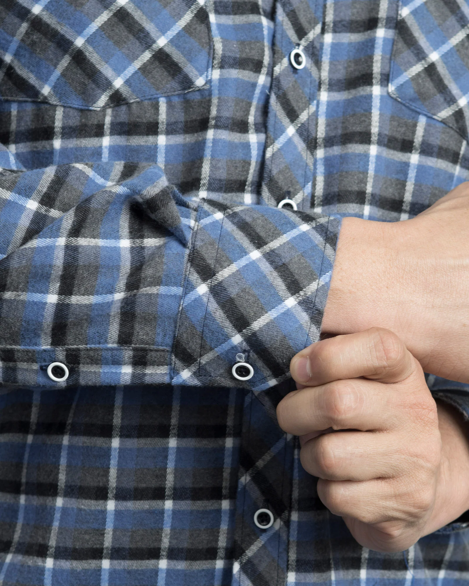 Camisa Leñadora Cuadros Gris y Azul - Image 7