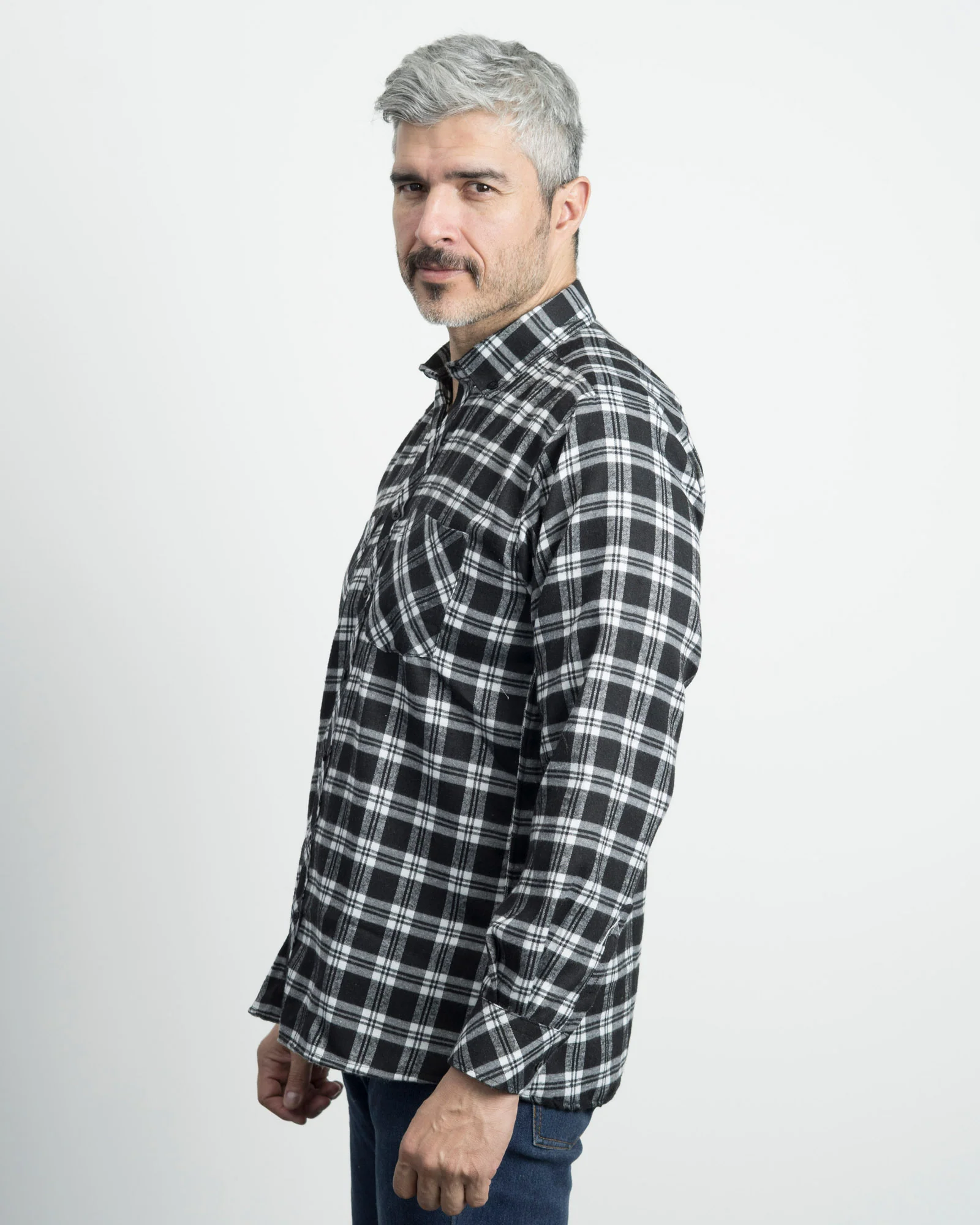 Camisa Leñadora Cuadros Negros Y Grises