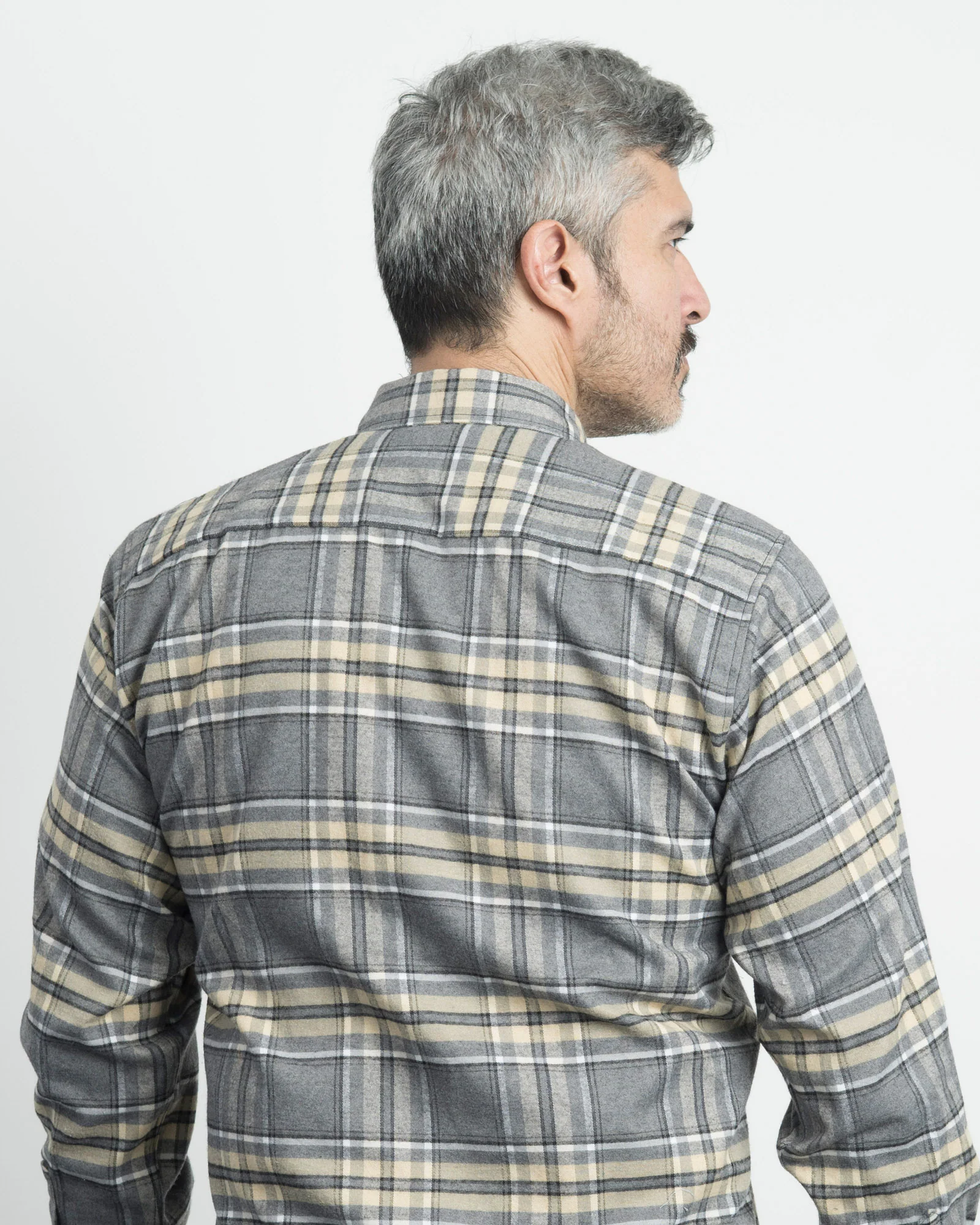 Camisa Leñadora Gris Cuadros Beige - Image 5