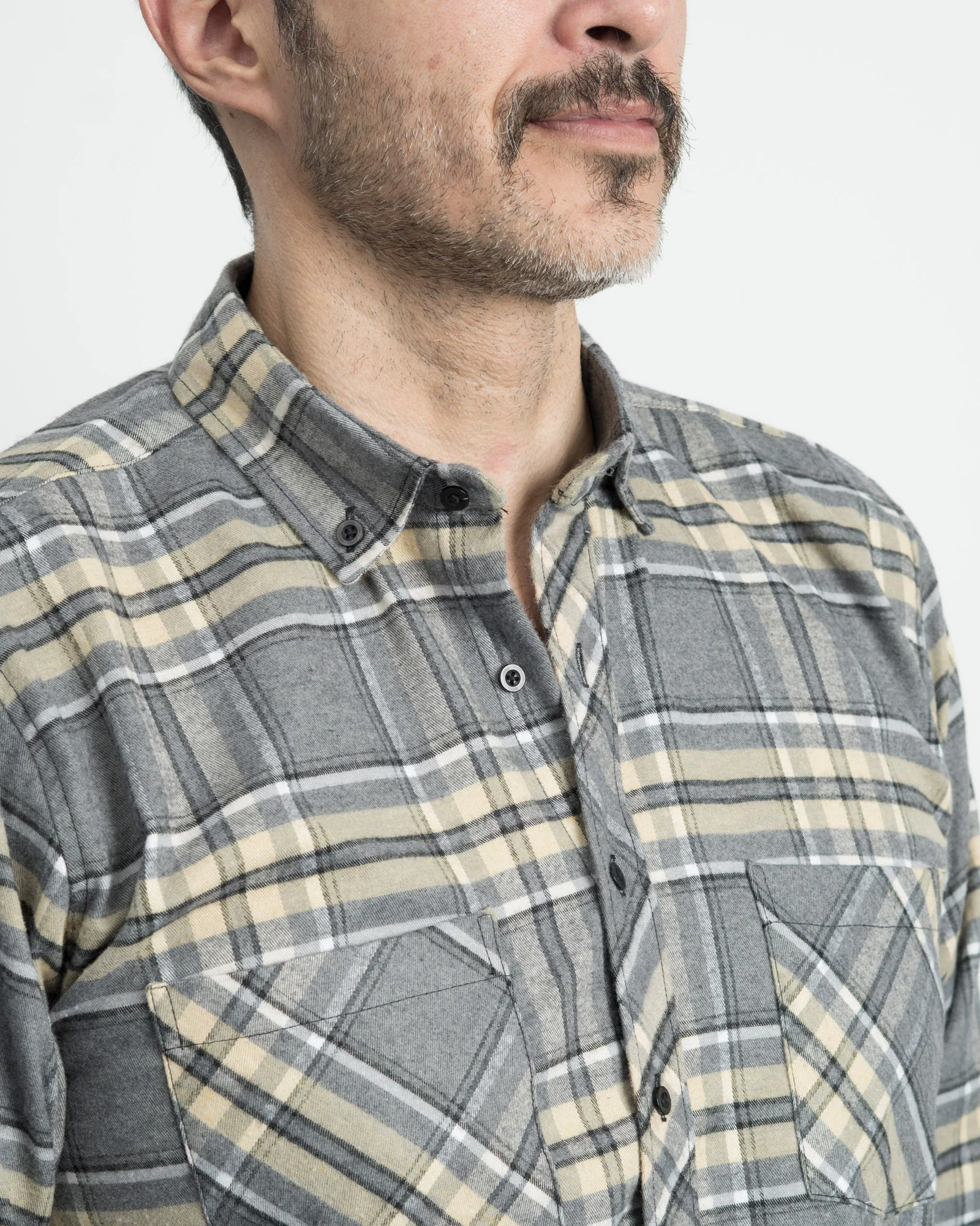 Camisa Leñadora Gris Cuadros Beige - Image 7