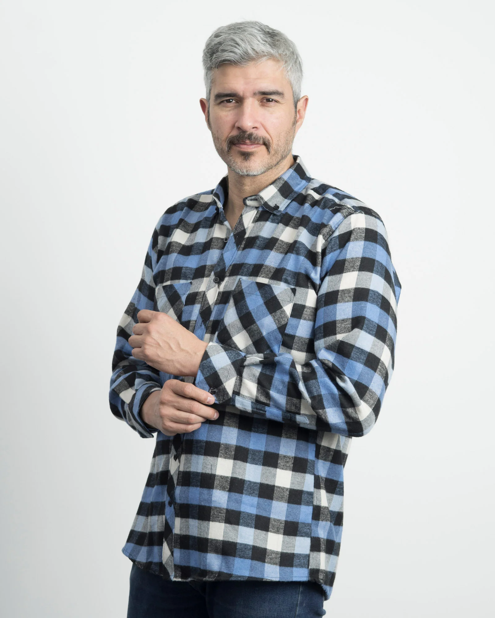 Camisa Leñadora Azul Clara Lineas Negras - Image 3