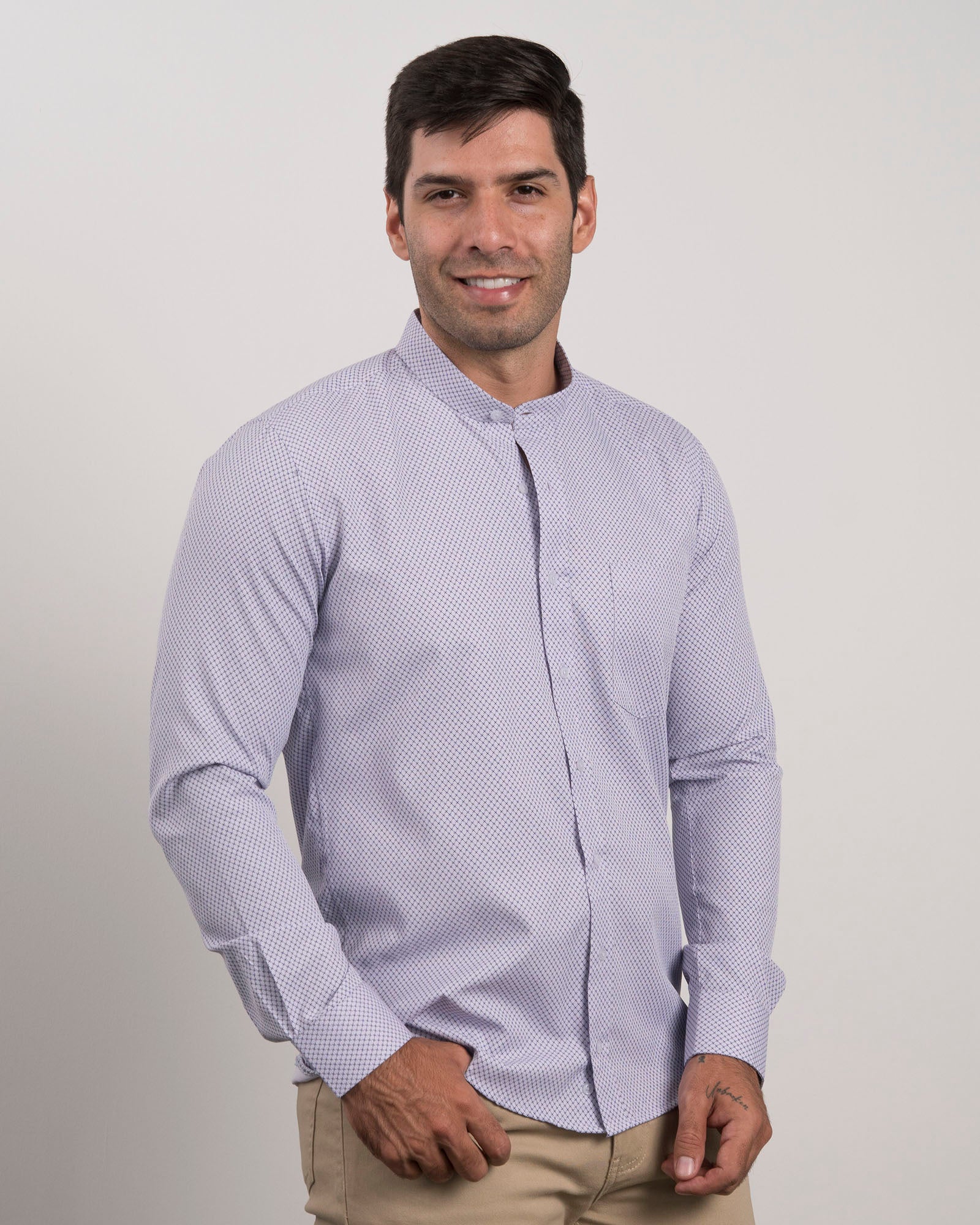 Camisa Lila Print Cuello Mao - Image 3
