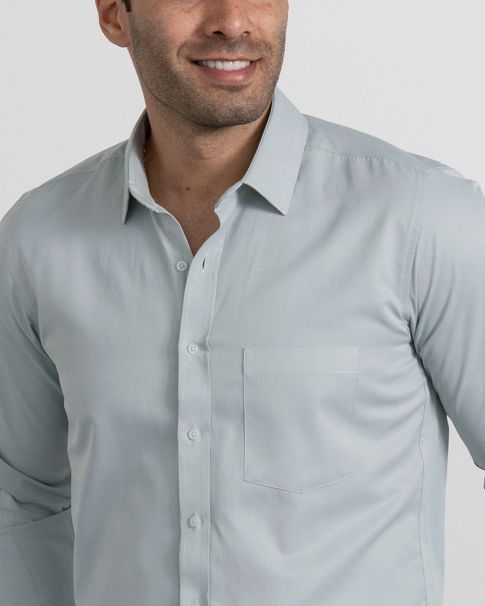 Camisa Mancorna Verde Claro - Image 5