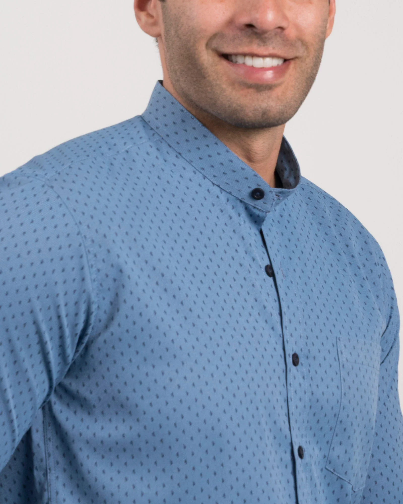 Camisa Print Azul Cuello Mao - Image 7