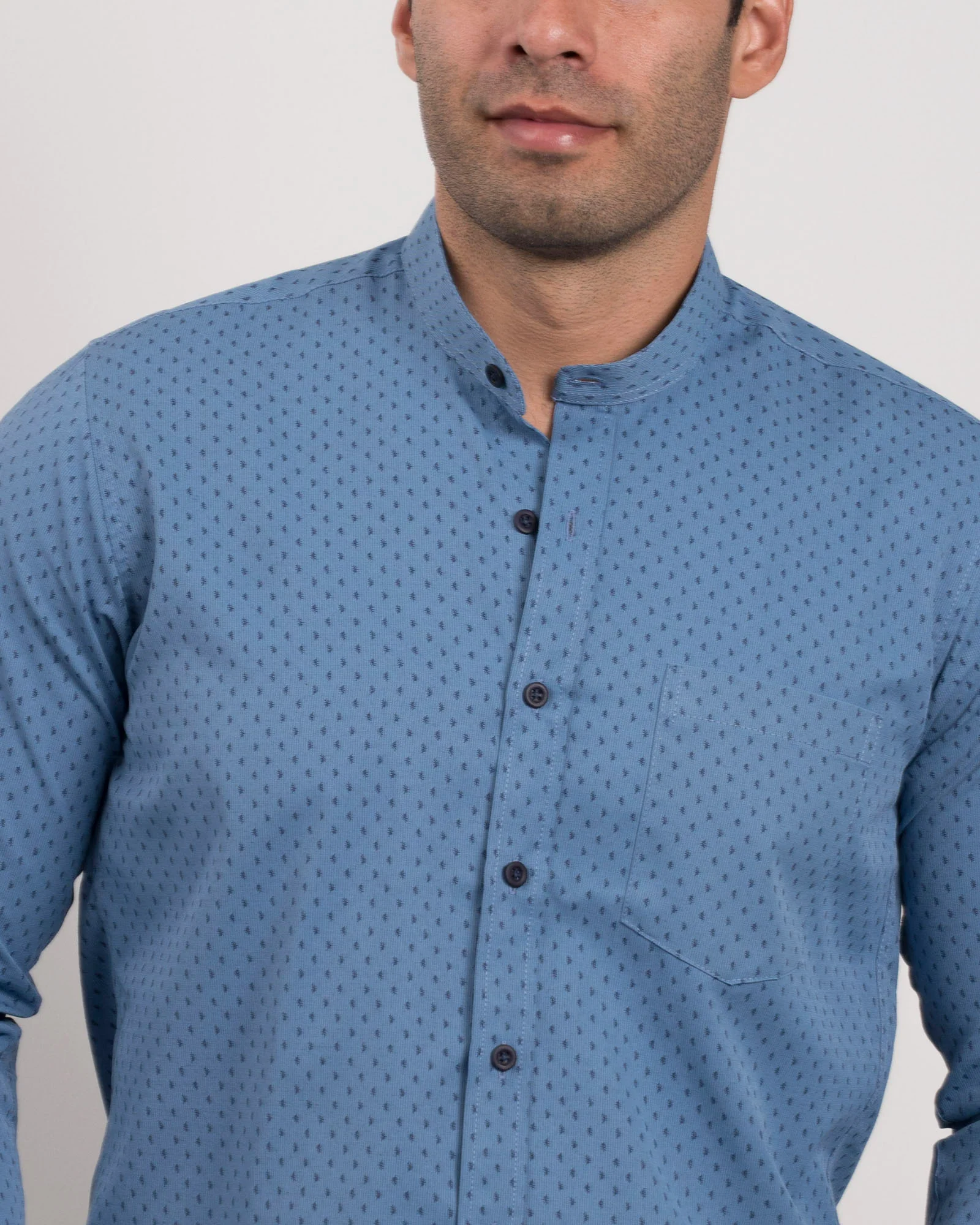Camisa Print Azul Cuello Mao - Image 8