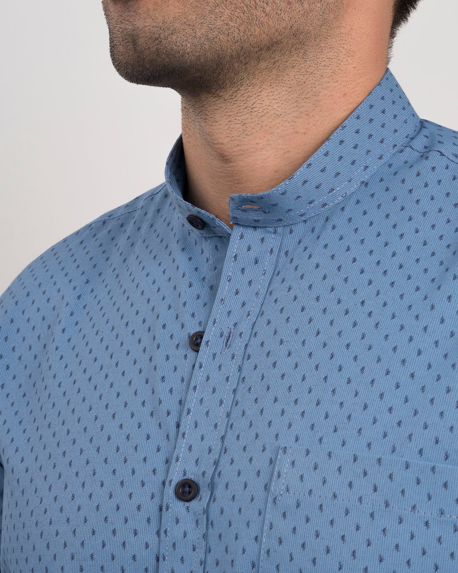 Camisa Print Azul Cuello Mao - Image 9