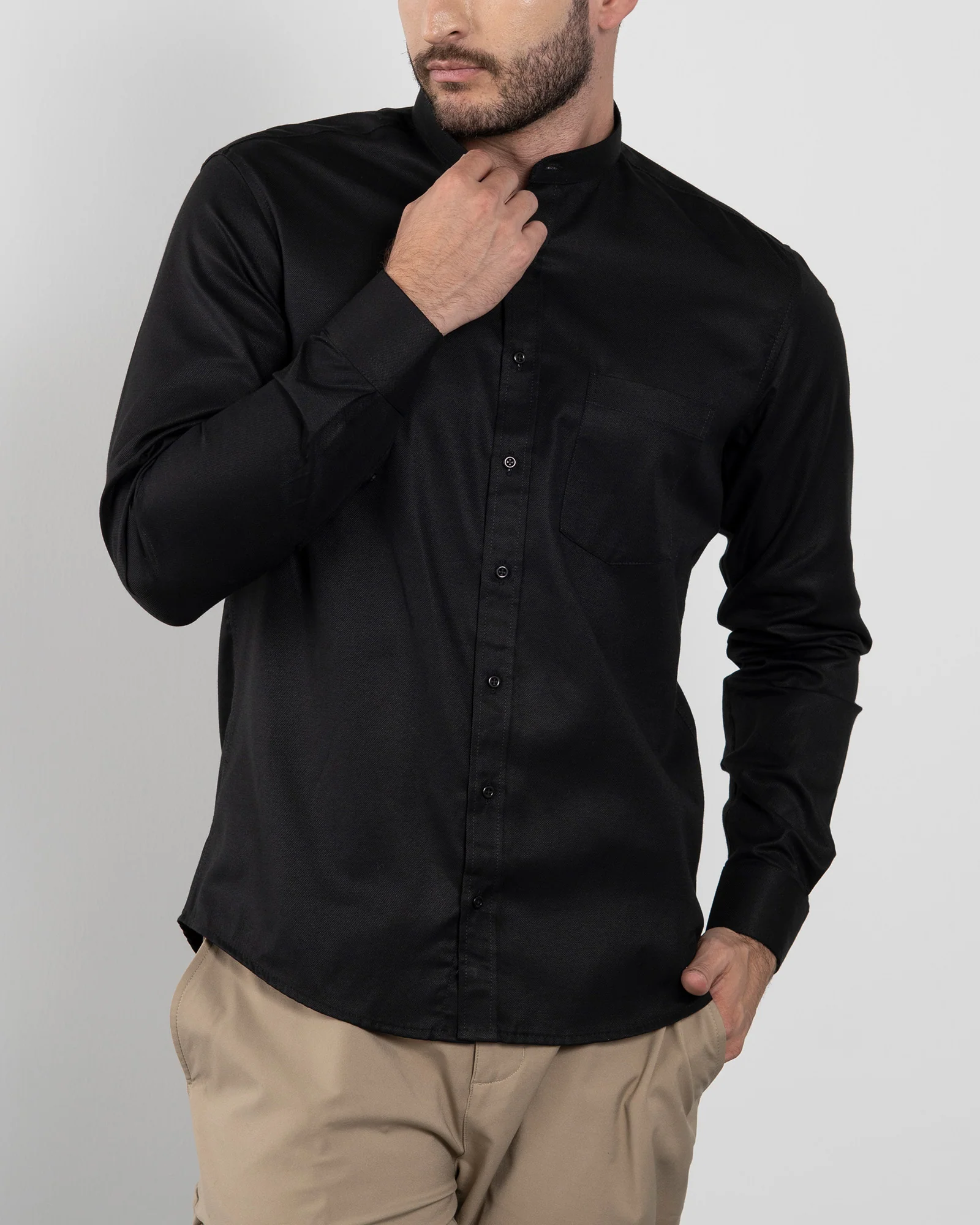 Camisa Negra Cuello Mao - Image 3