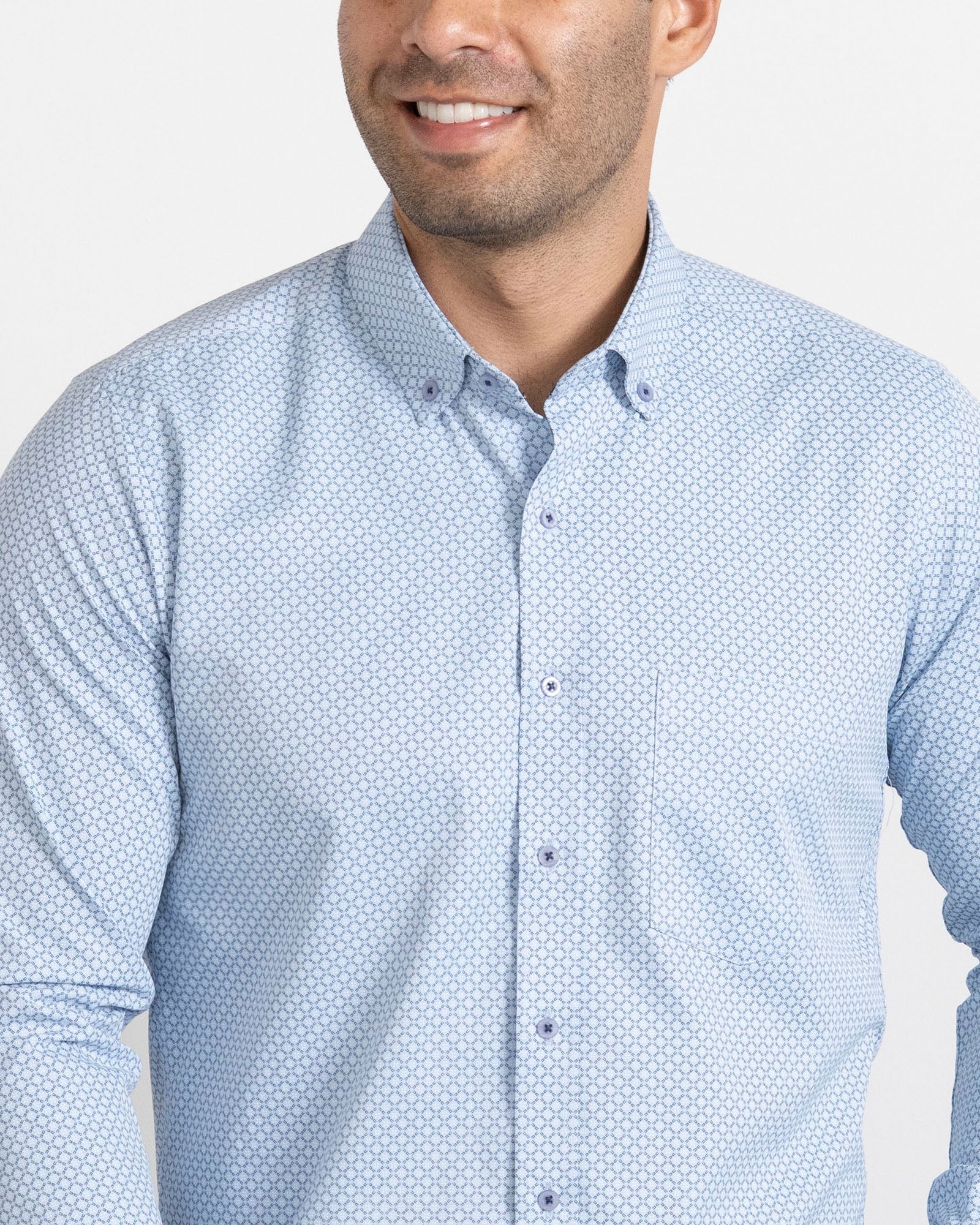 Camisa Print Rombos Azul Clara - Image 4