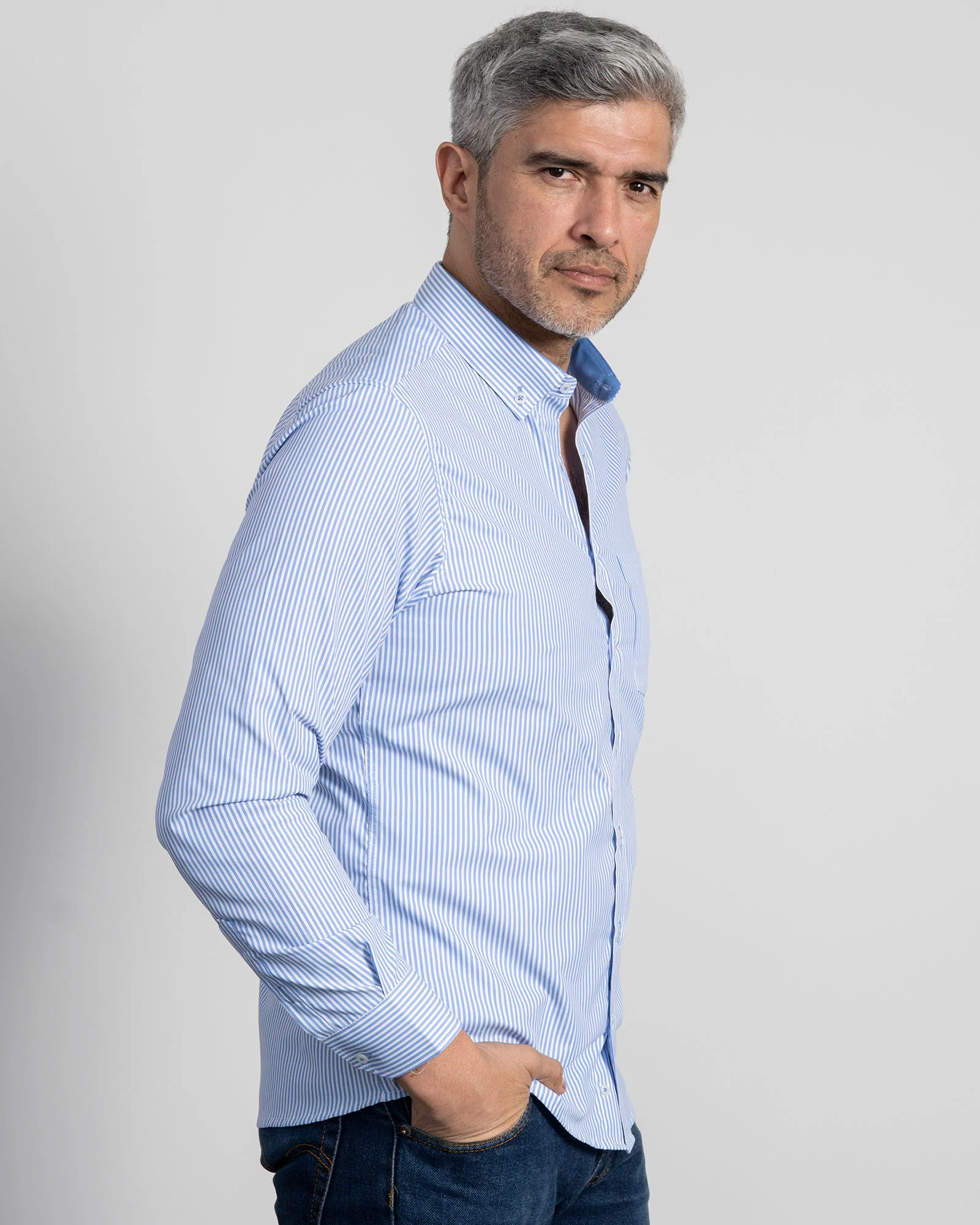 Camisa Rayas Azul Clara - Image 8