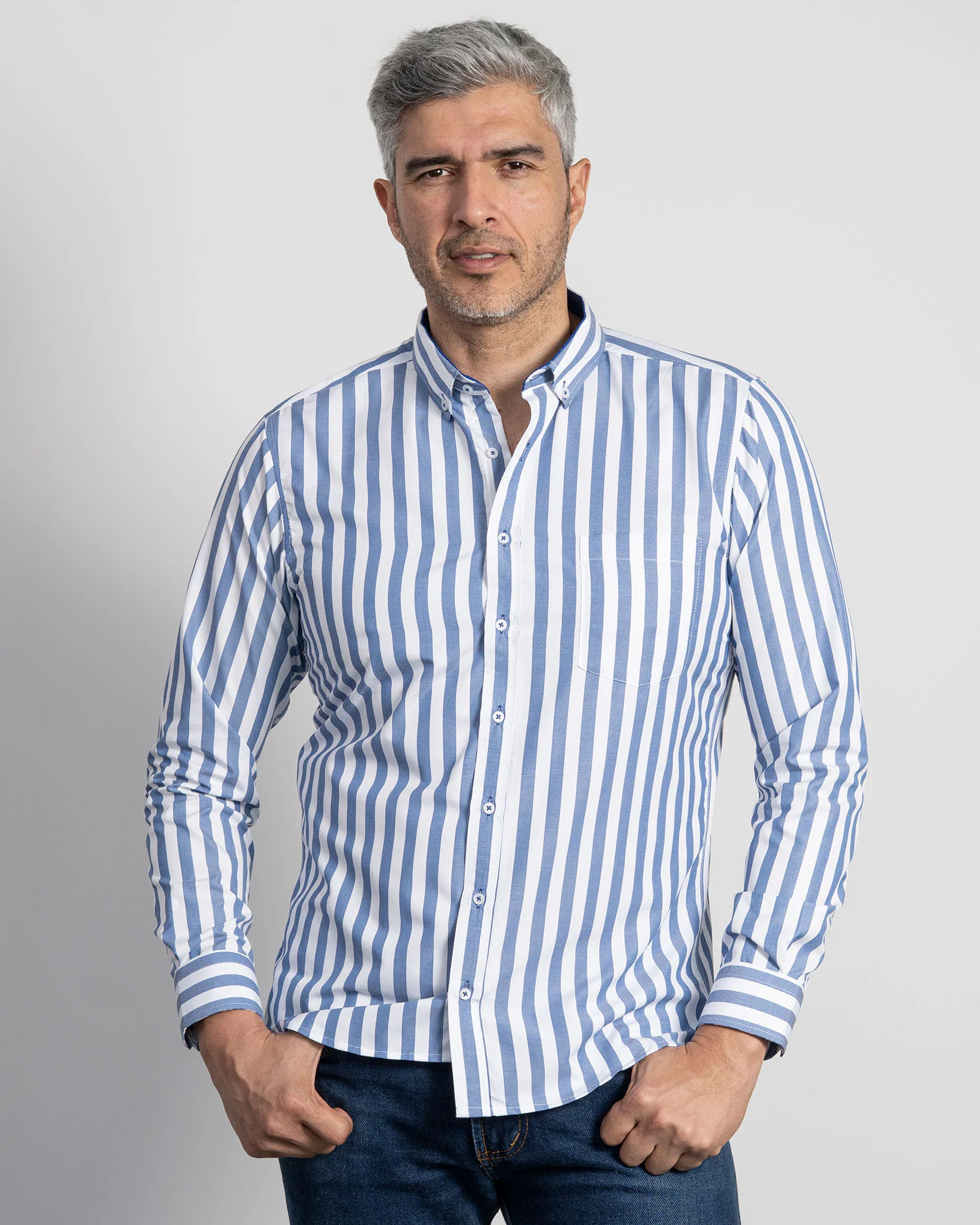 Camisa Rayas Azul Oscura - Image 3