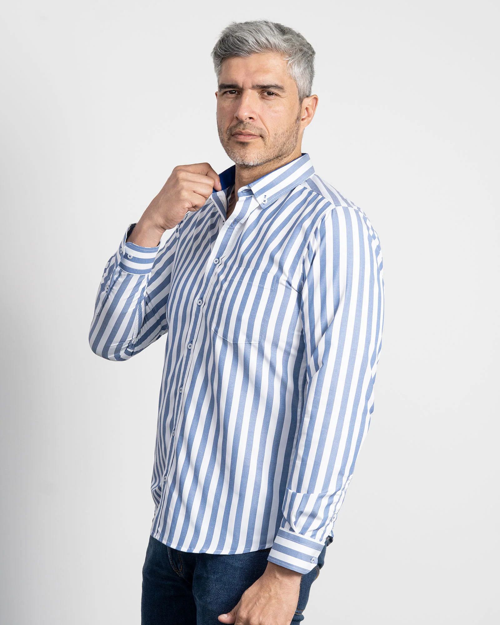 Camisa Rayas Azul Oscura - Image 4