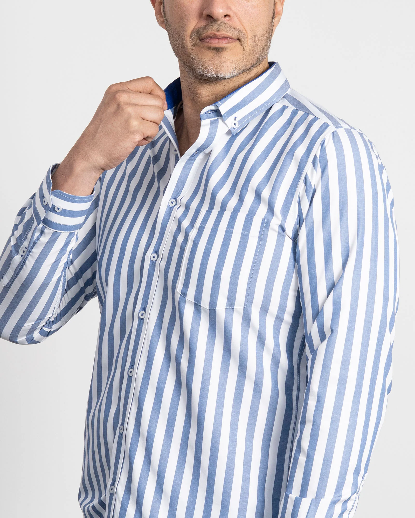 Camisa Rayas Azul Oscura - Image 5