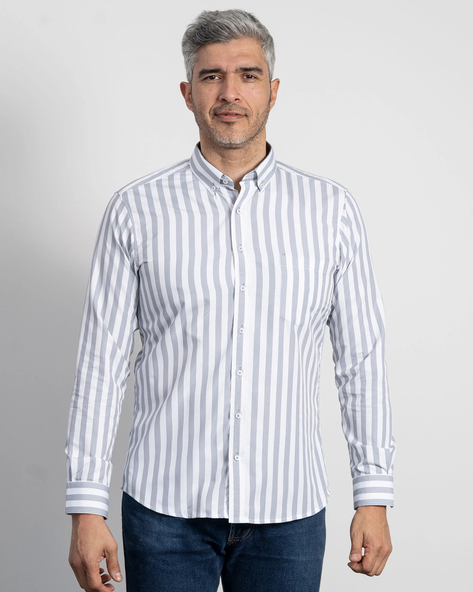 Camisa Rayas Gris Clara - Image 4