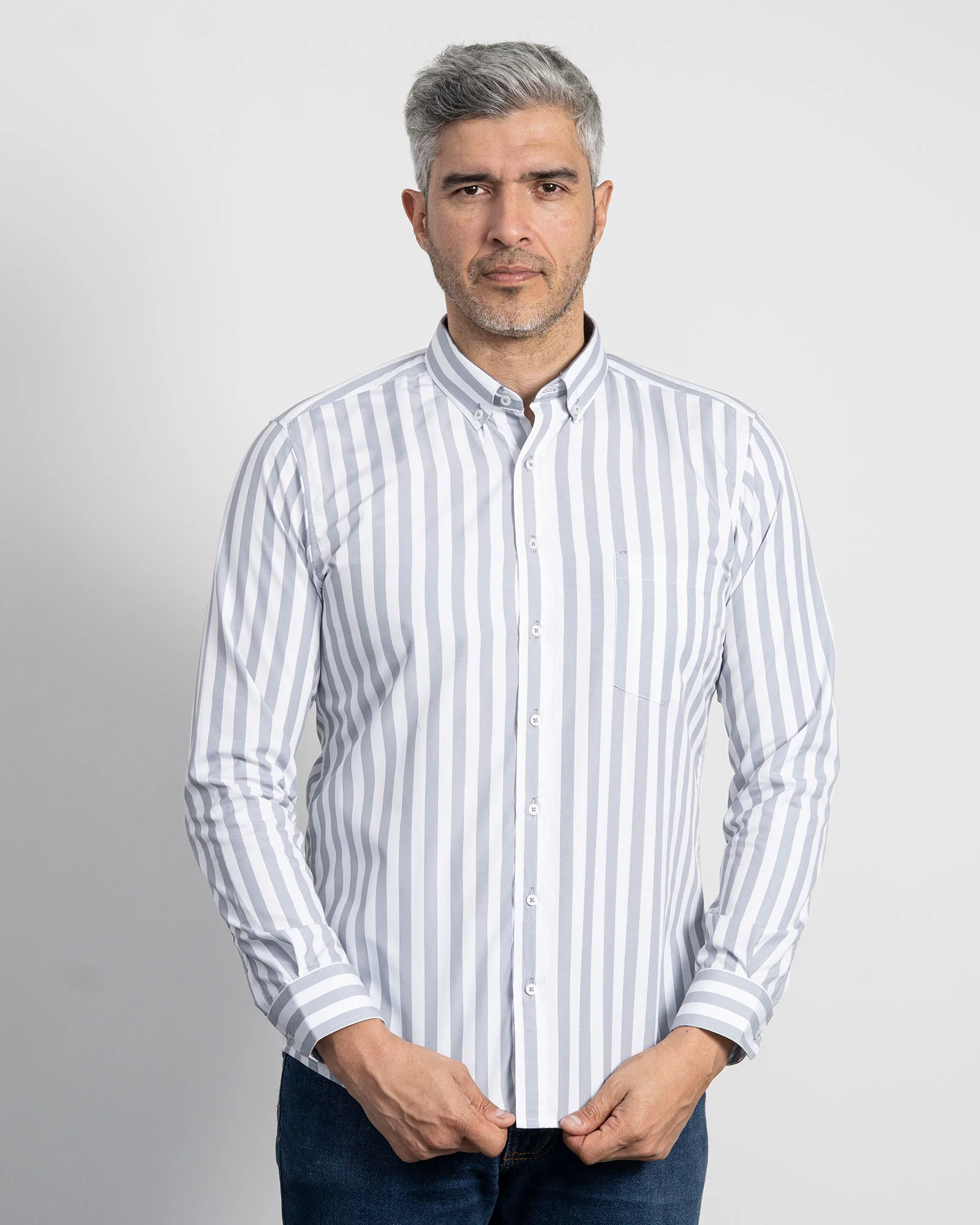 Camisa Rayas Gris Clara - Image 5