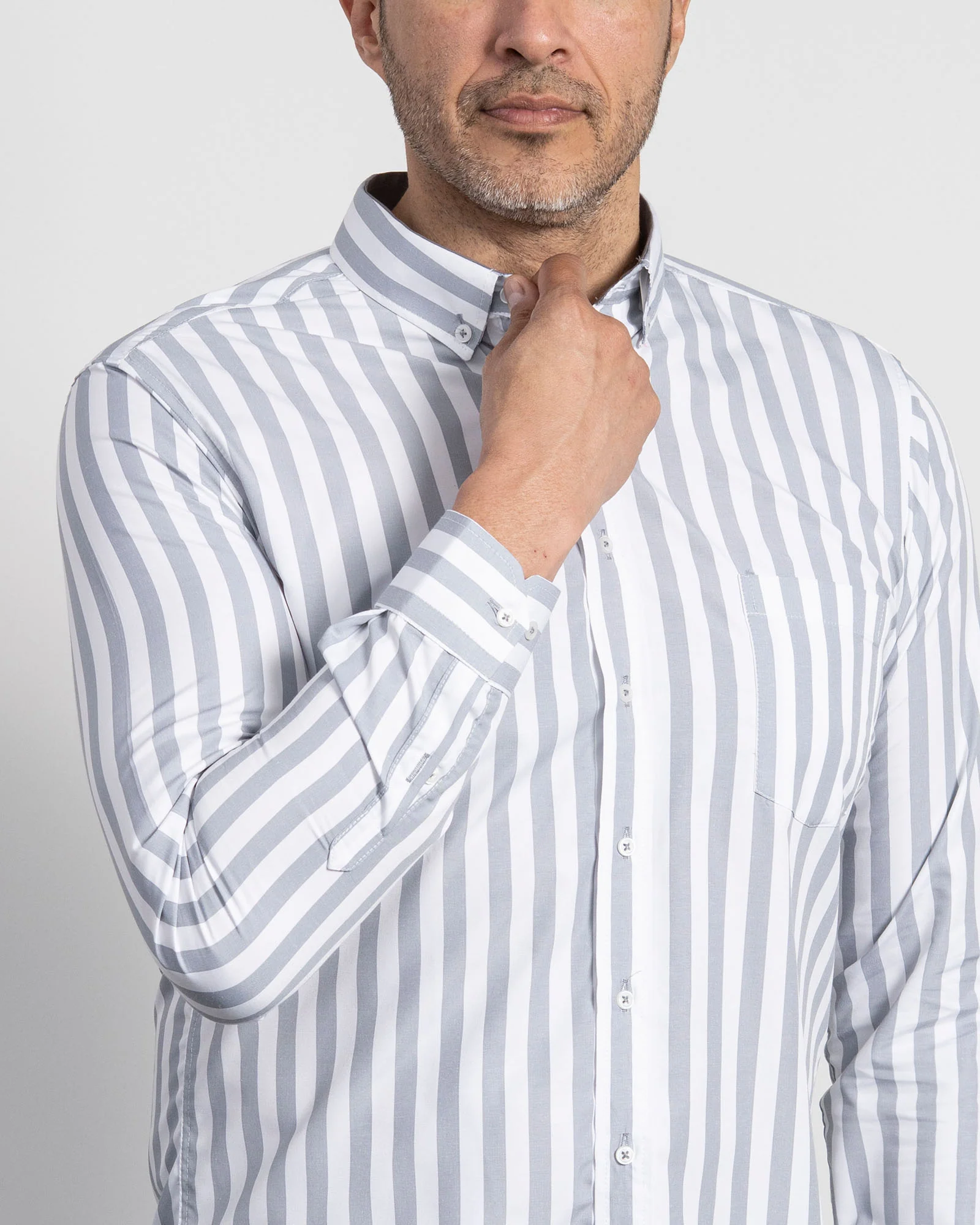Camisa Rayas Gris Clara - Image 6