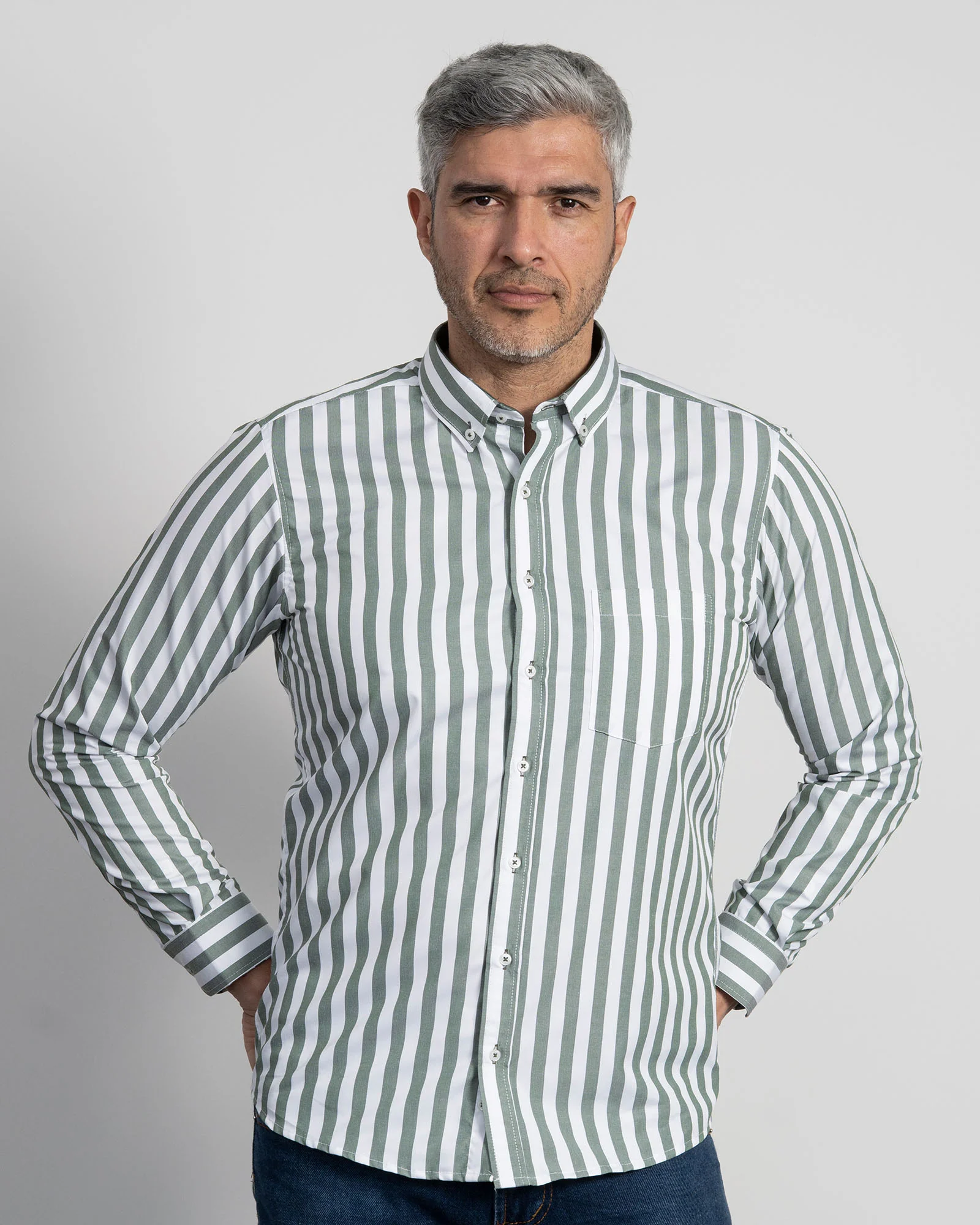 Camisa Rayas Verde Oscura - Image 4