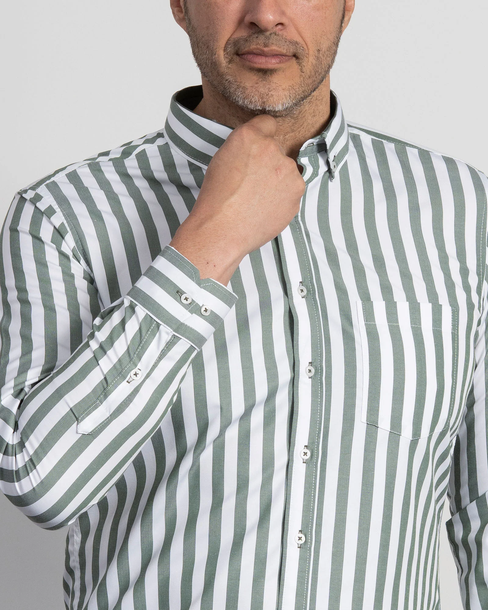Camisa Rayas Verde Oscura - Image 5