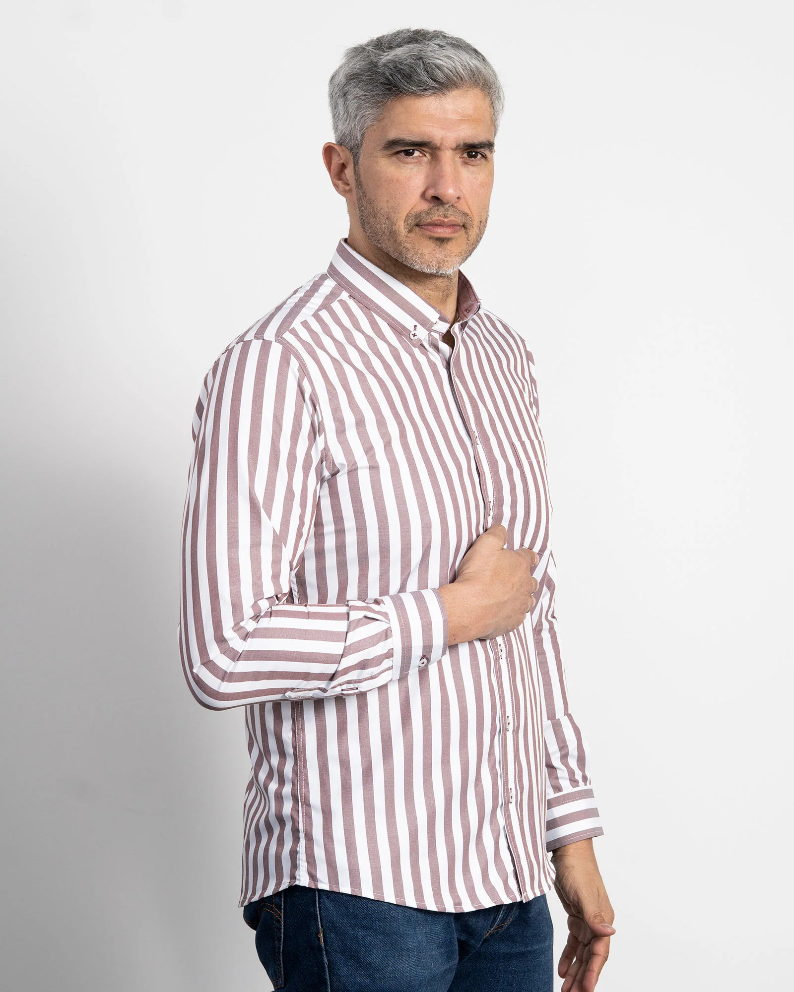 Camisa Rayas Vino Tinto - Image 7