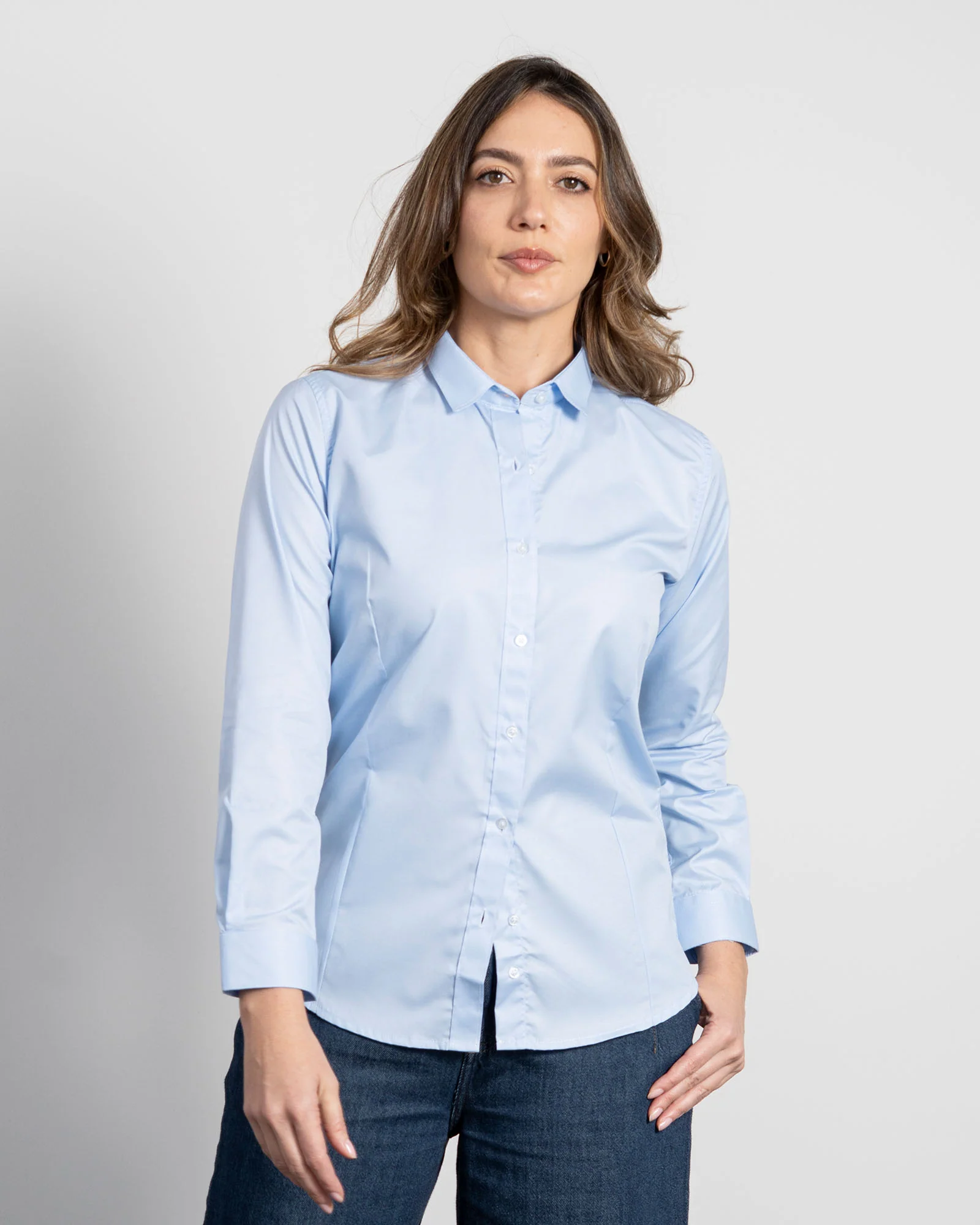 Camisa Solo Fondo Azul Clara Textura Mujer 1 - Image 3