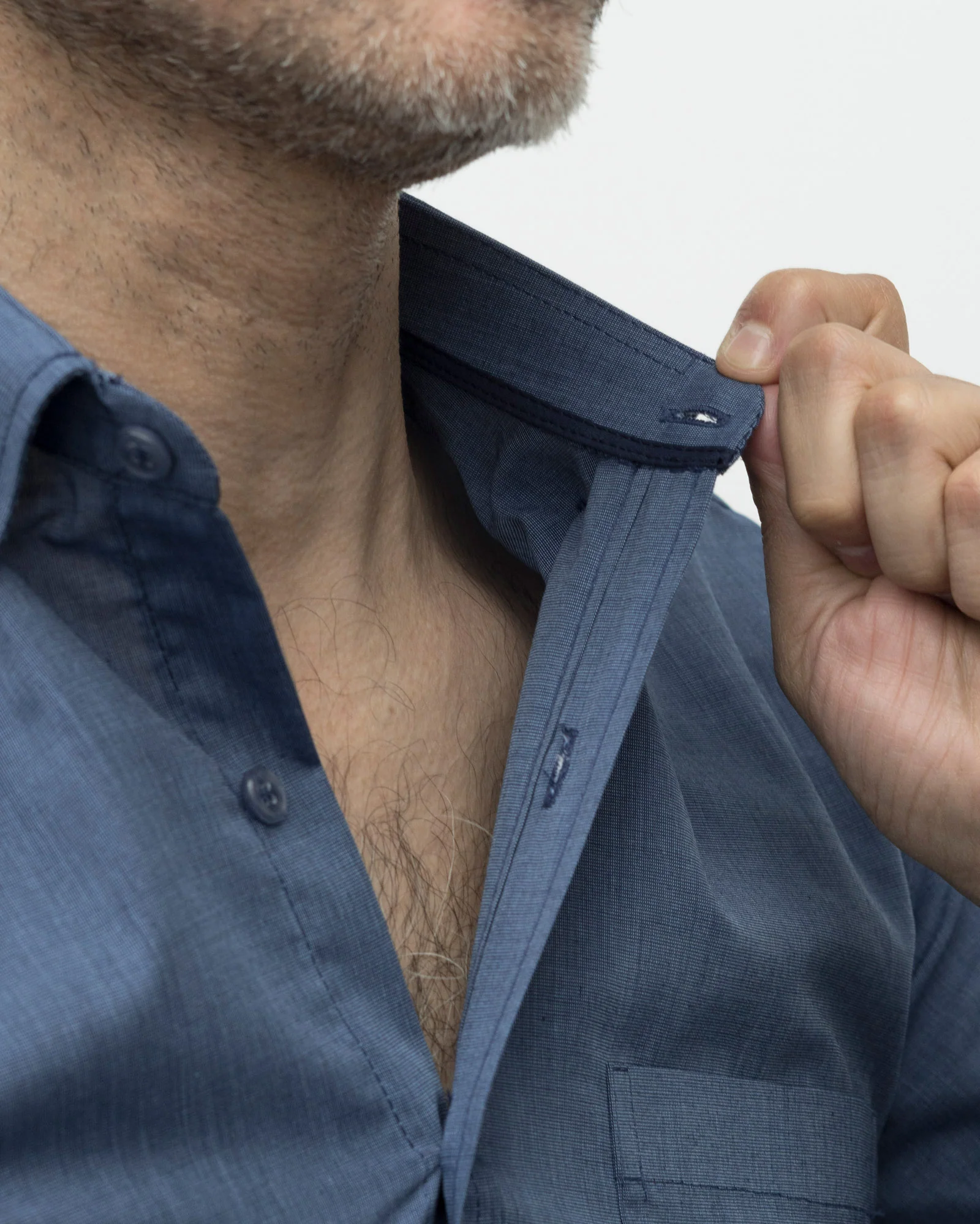 Camisa Solo Fondo Azul Detalle Cuello - Image 7