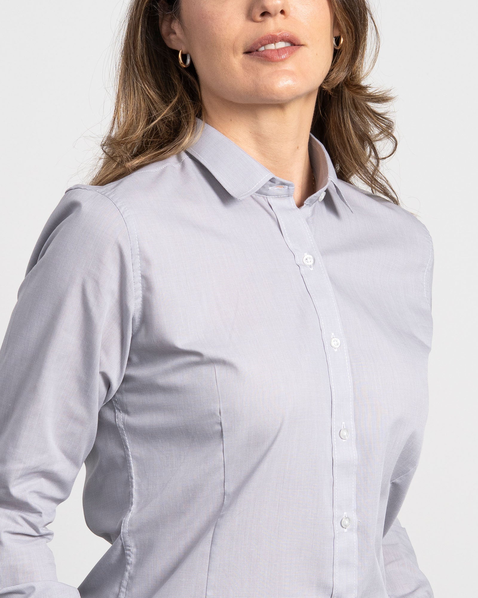 Camisa Solo Fondo Gris Claro Rayas Mujer - Image 5