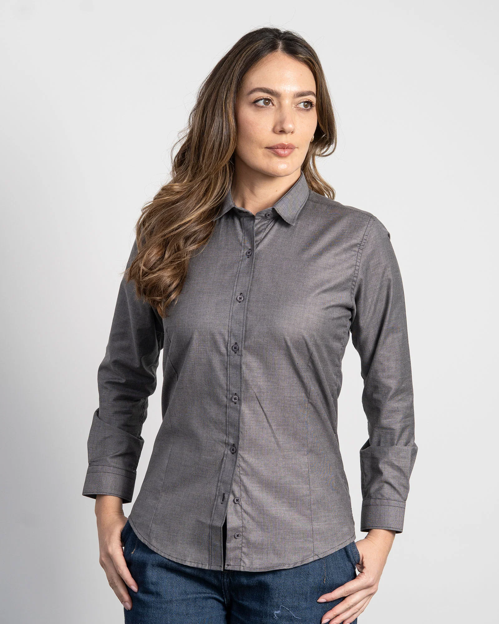 Camisa Solo Fondo Gris Oscura Mujer - Image 4