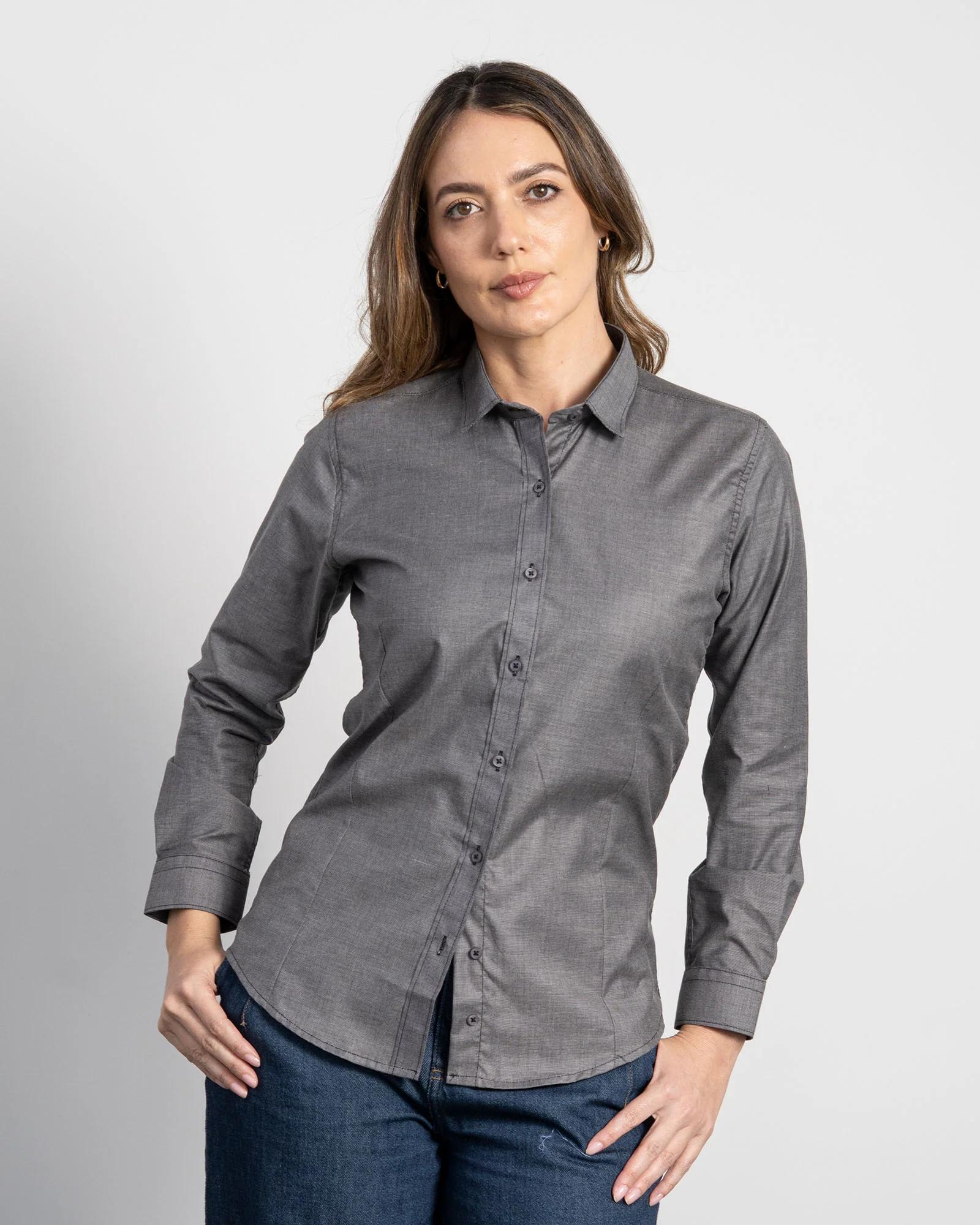 Camisa Solo Fondo Gris Oscura Mujer - Image 5